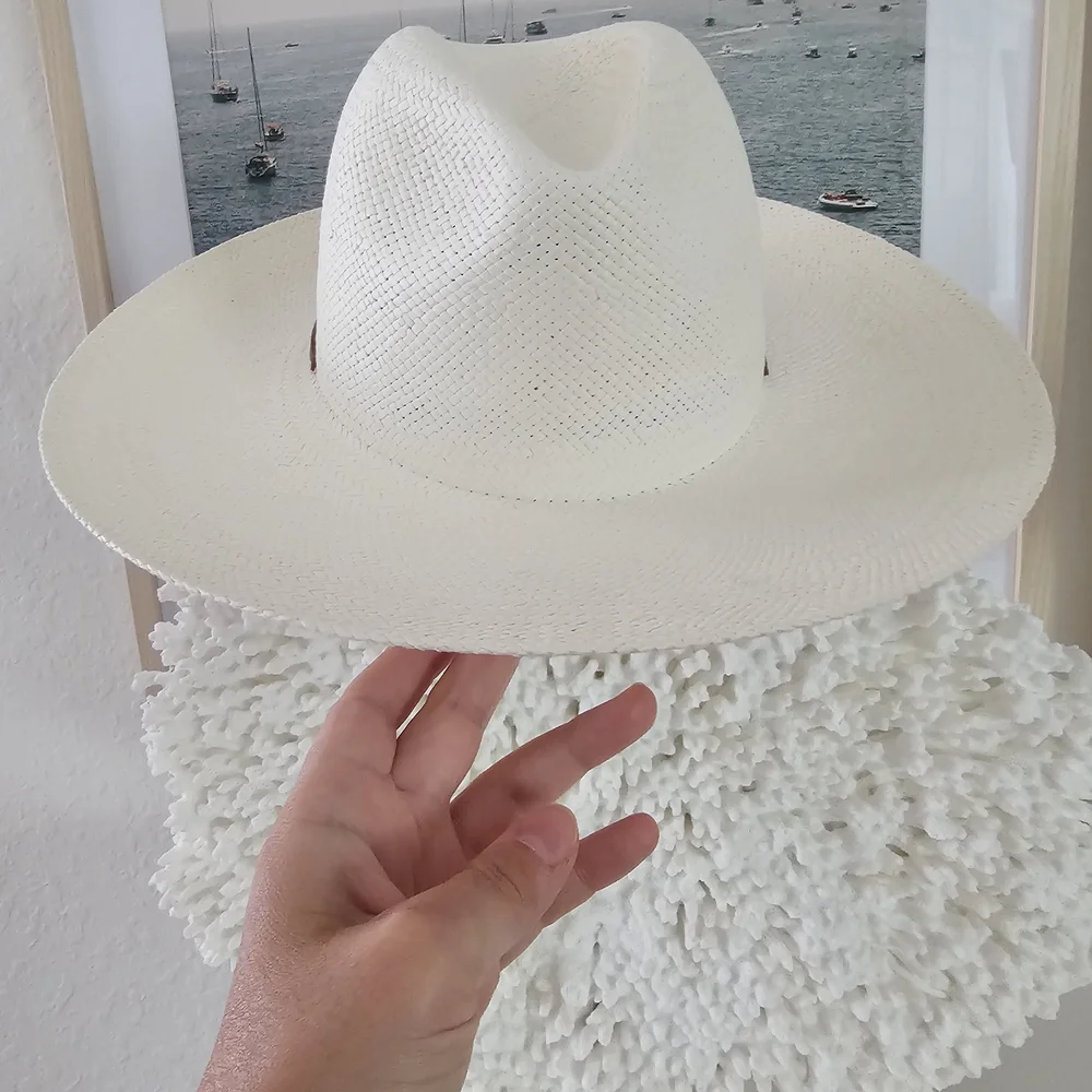 $287 Janessa Leone Calvin Packable Straw Hat In White Size M - Picture 9 of 12